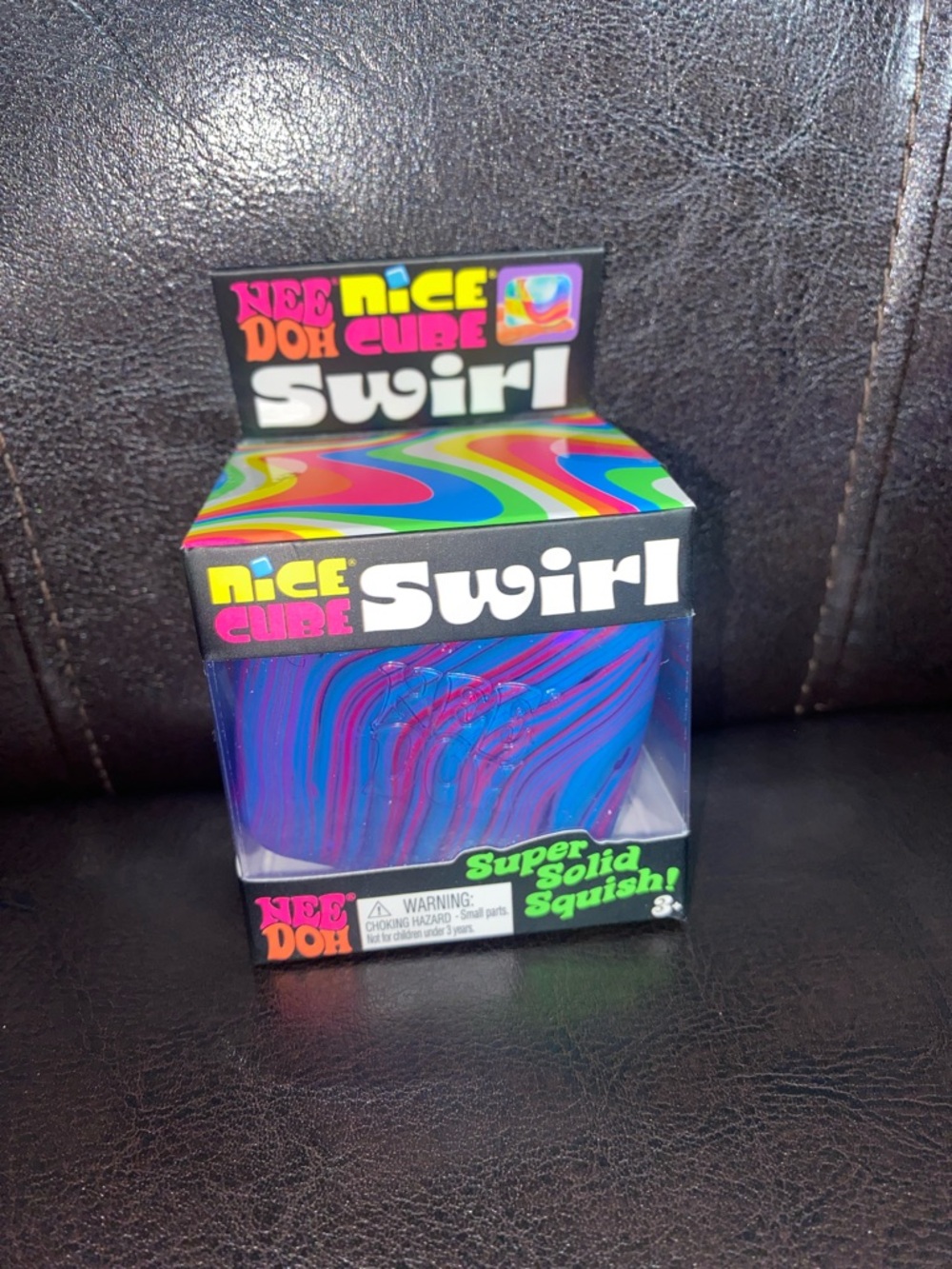 NeeDoh Nice Cube Swirl Super Solid Squish - Purple & Blue with Pink Swirls